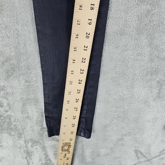 Massimo Dutti Jeans Womens Size 2 Waxed Dark Blue Skinny Fit Low Rise Stretch - Picture 7 of 13